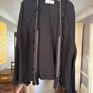 Preowned Vintage Steven Fabrikant Black Wool Blend Cardigan. Size 1 (M/L)